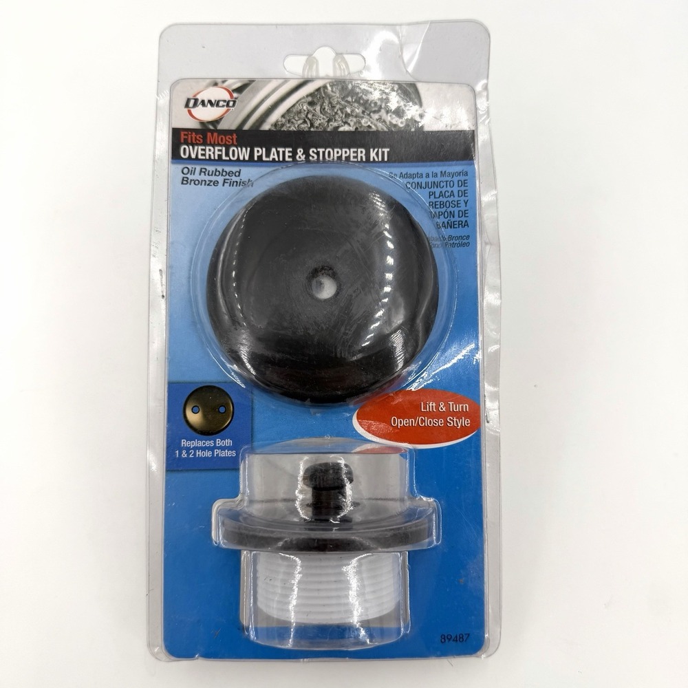 Danco Oil Rubbed Bronze Overflow Plate /  Lift and Turn Stopper Kit  #89487 NEW